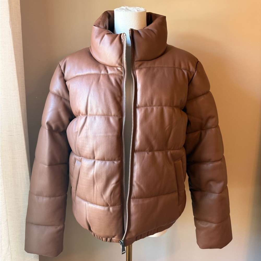 S.E.B. by Sebby Faux Leather Puffy Coat - Picture 1 of 5